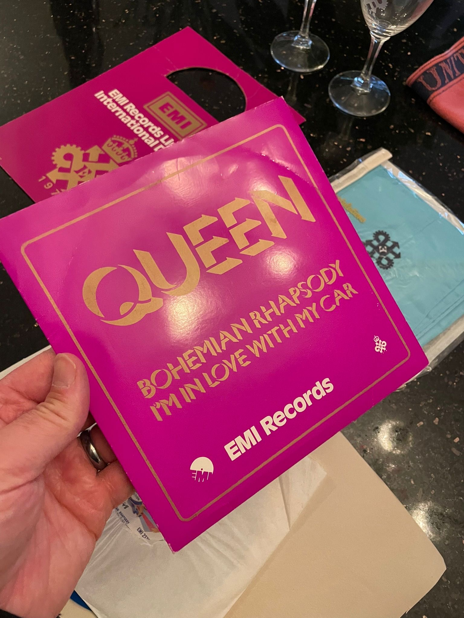 Queen Bohemian Rhapsody / I'm In Love With My Car - pink picture sleeve, EMI Records